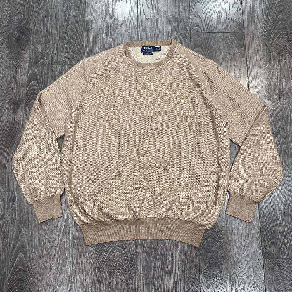 Polo Ralph Lauren Men's Pima Cotton Crewneck Sweater in Tan Color - Size XL